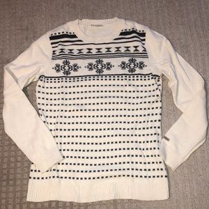 Women’s Columbia Fair Isle Winter Sweater Cream Black sz Medium Cotton/Wool